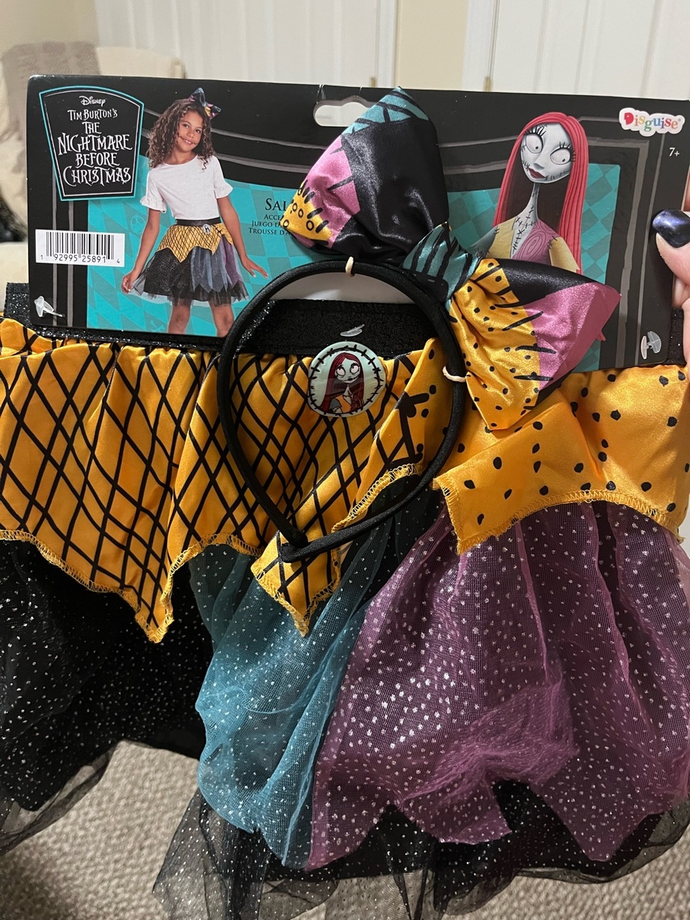 Disguise Sally Multi-Color Patchwork Skirt & Bow Headband